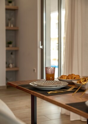 Comfort Apartment, 1 Double Bed with Sofa bed, Balcony, Mountain View | In-room dining - MAGNOLIA Luxury Chania Central Apartments (Chania)