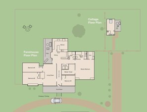 A farmhouse floor plan with three bedrooms, a dining area, kitchen, master bedroom, master bathroom, master closet, laundry, living room, and a patio. - Farmhouse & Cottage near DT, USC (Lexington County)