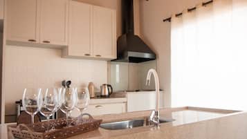Exclusive Chalet, Private Pool, Lakeside | Private kitchen | Full-sized fridge, microwave, oven, stovetop