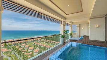 Suite Premium, 2 chambres, piscine privée, vue mer | Vue sur la plage/l’océan