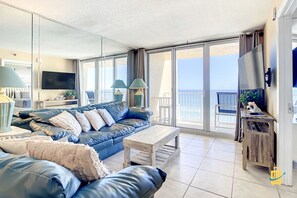 Superior Apartment, Balcony, Ocean View | Living area - Beachfront Oceania Beach Club Complex (New Smyrna Beach)