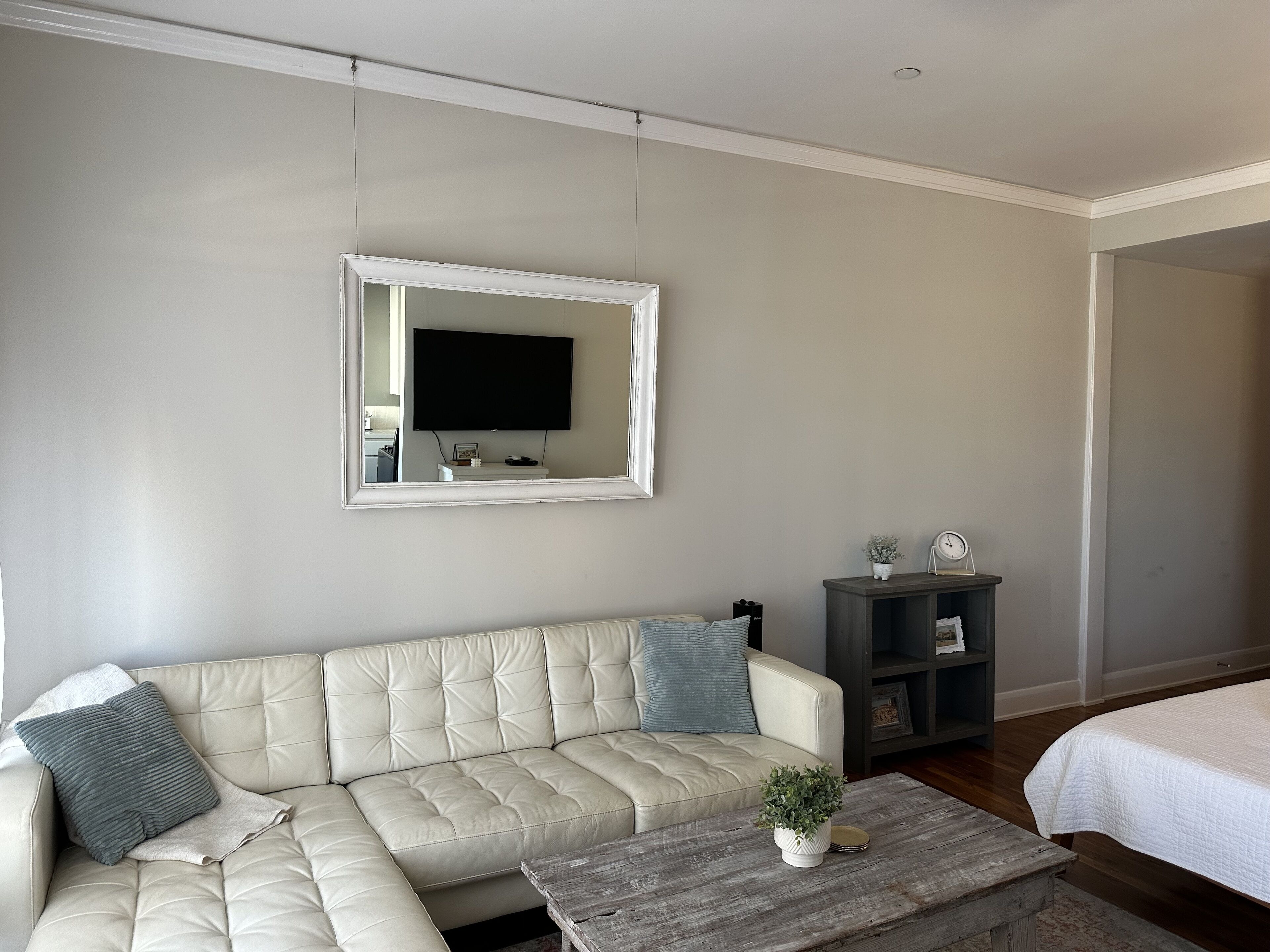 Large Studio | Living area | 55-inch Smart TV with satellite channels