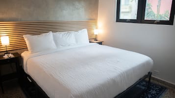 Egyptian cotton sheets, premium bedding, memory-foam beds, desk