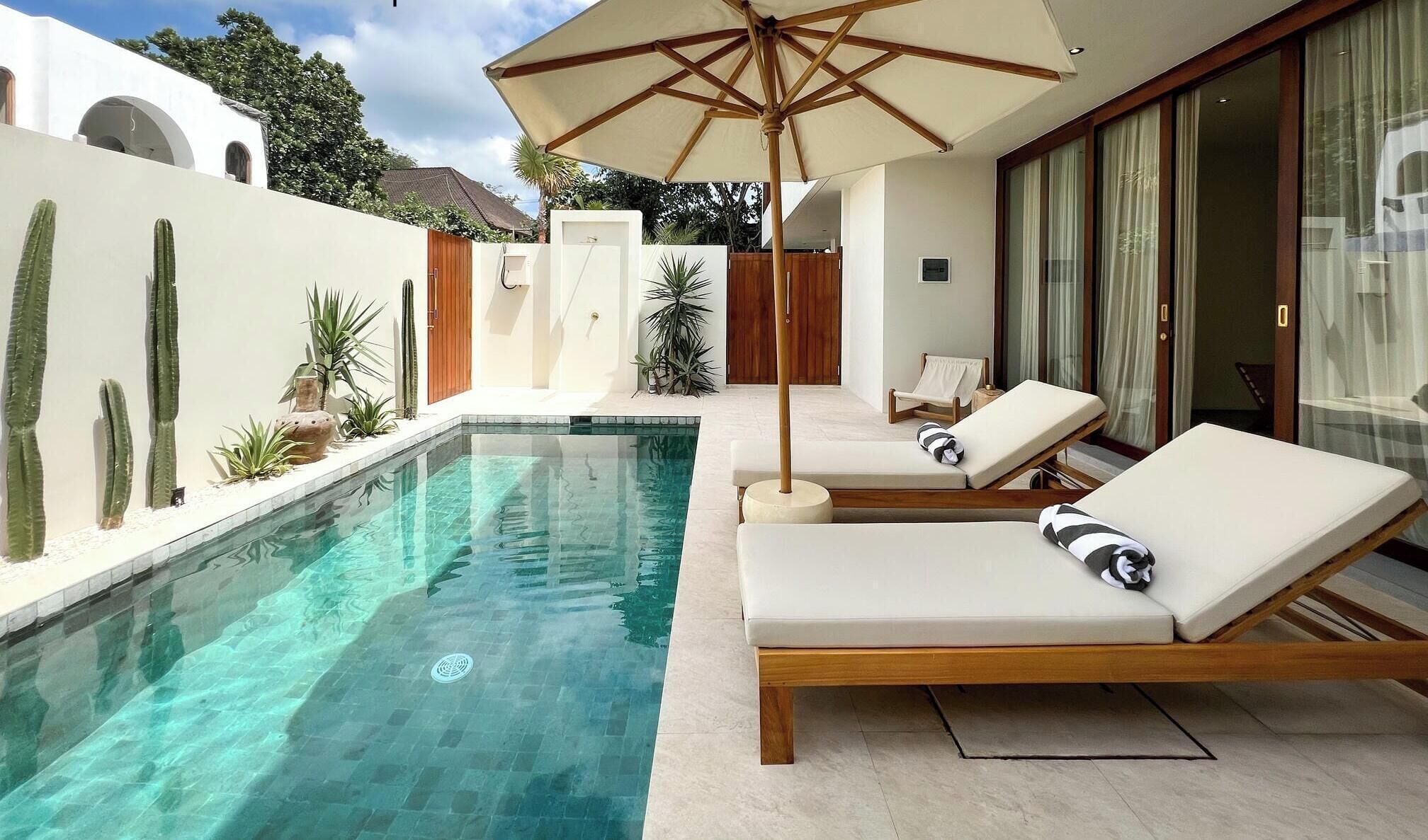 Villa, bassengutsikt | 1 soverom, sengetøy i egyptisk bomull og sengetøy av topp kvalitet