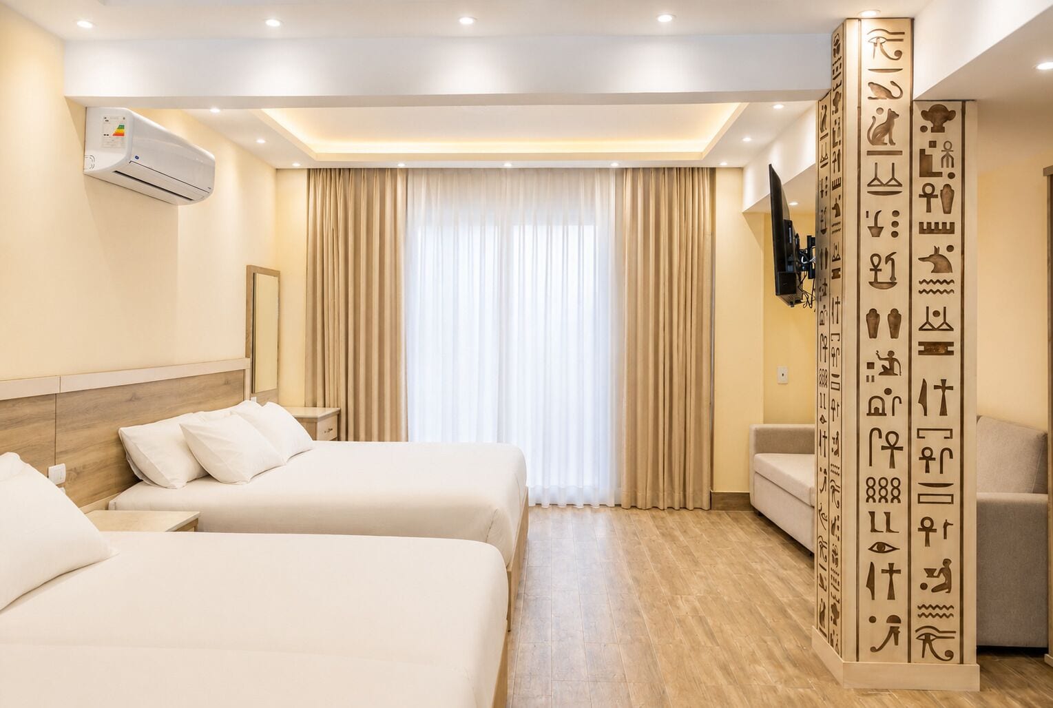 Egyptian cotton sheets, premium bedding, pillow-top beds, minibar