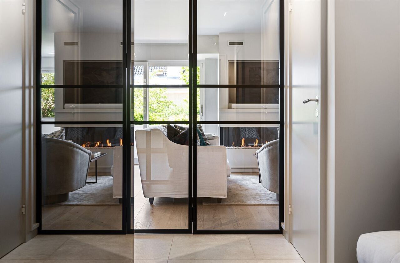 Luxury Apartment, 2 Bedrooms, Balcony | Living area | Fireplace, heated floors