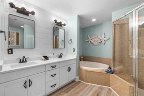 Combined shower/tub, hair dryer