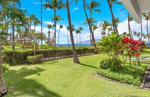 Property grounds - Maui Resort Rentals: Kaanapali Ali'i 312 - Luxurious 2BR Ground Floor w/ Partial Ocean Views & Large Lawn Area, Steps to Pools, Beach, BBQs! (Lahaina)
