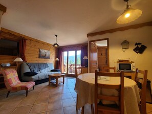 TV, DVD player - Cozy 2-BR Apt for 6 Near Pool, Ski Bus & Amenities (Les Carroz d'Arâches)