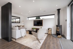 TV connectée, cheminée, chaßne hi-fi
