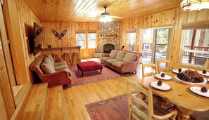 TV, fireplace