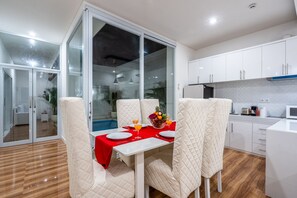 Fridge, microwave, toaster