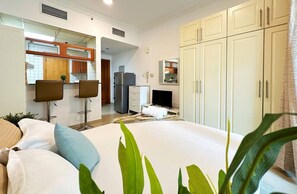 1 غرفة نوم ومكتب ومكواة/لوح كي وواي فاي