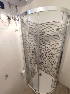 Shower, hair dryer, bidet, toilet paper