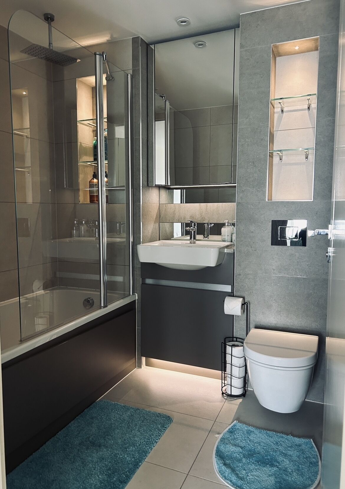 Regadera, secadora de cabello, bidet, toallas 