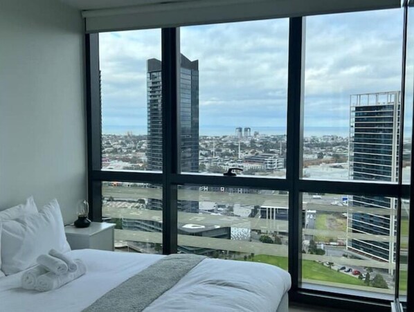Enjoy a panoramic city view from the comfort of your room.