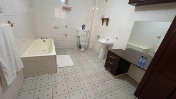 Dusche, Handtücher, Seife, Toilettenpapier