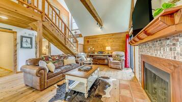 TV, fireplace, video games, DVD player