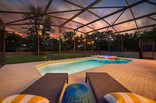 Piscine extérieure, piscine chauffée