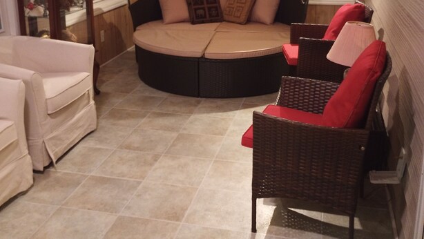 A cozy room with a curved seating area, a wicker chair, and a cushioned bench. - A Bigger Catch Supply, NC ICW Best Fishing Hole In Brunswick County NC!!!! (Supply)