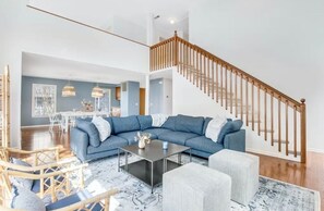 Smart TV, fireplace, video games, DVD player