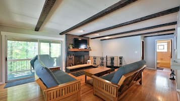 Cabin, Multiple Beds, Fireplace | Living area | TV, fireplace