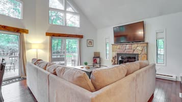TV, fireplace, computer monitors