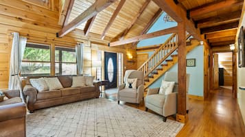 Smart TV, fireplace, video games, DVD player