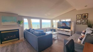 TV, fireplace, offices
