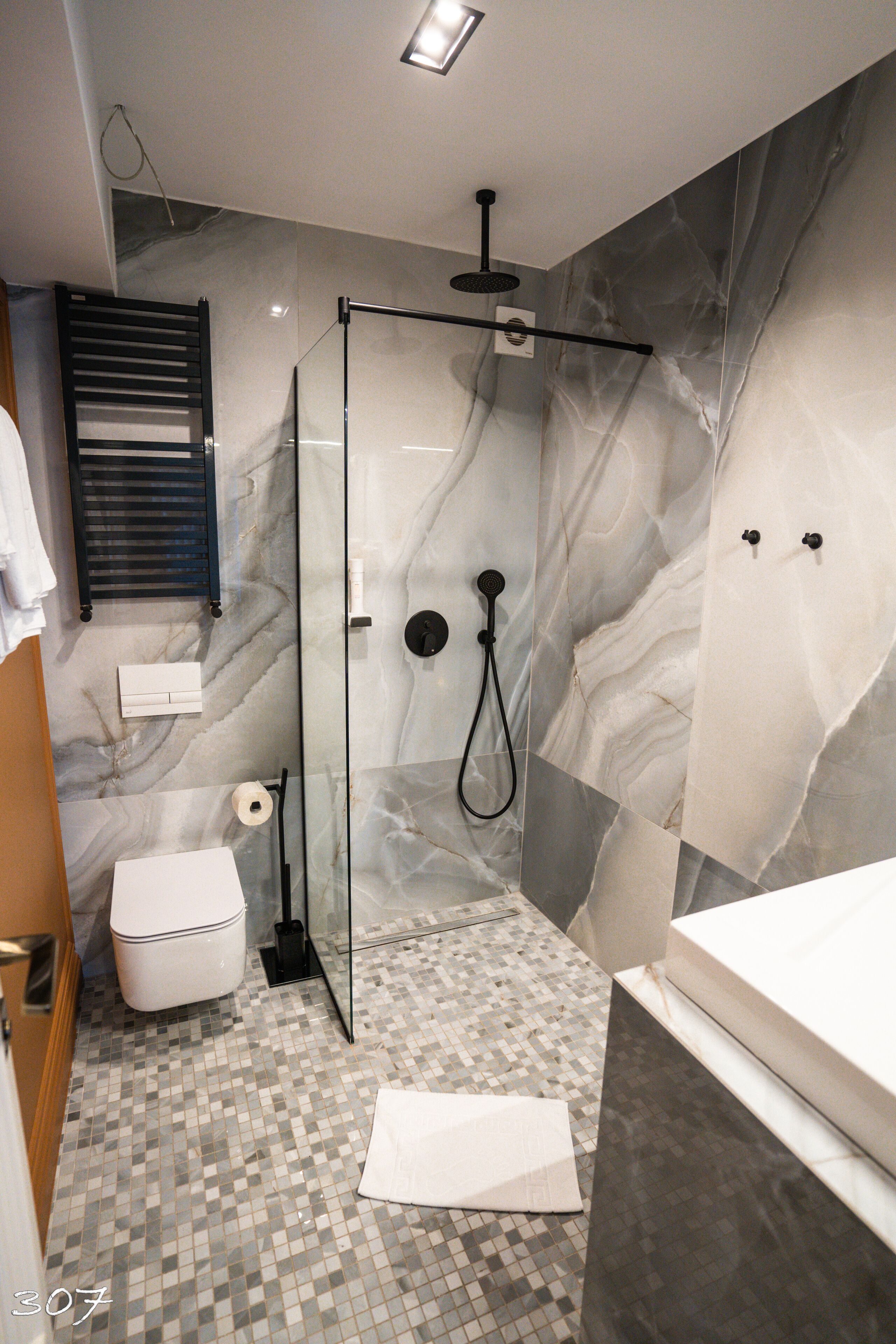 family room | bathroom | shower, free toiletries, hair dryer, bathrobes