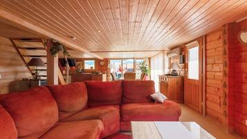 Smart TV, fireplace, DVD player, stereo