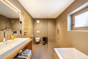 Bañera, secador de pelo, toallas