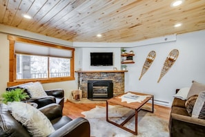 TV, fireplace, books - Mountain Modern w/ Patio & Views (Vail)