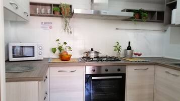 Kühlschrank, Mikrowelle, Ofen, Herdplatte