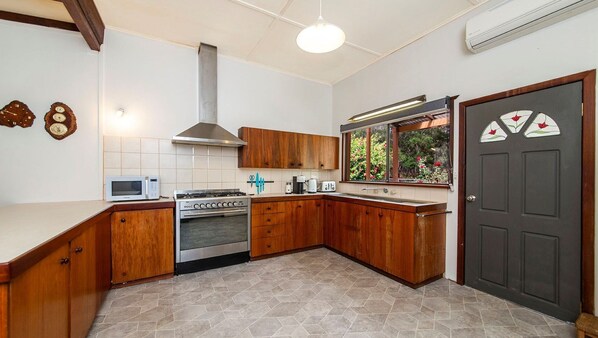 Microwave, oven, dishwasher, high chair