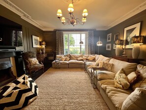 Smart-TV, Kamin, Bücher, Videothek