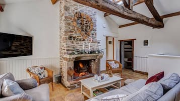 Televisión y chimenea