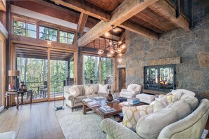 TV, fireplace, video games, table football