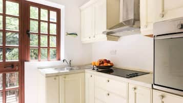 Fridge, oven, stovetop, coffee/tea maker