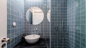 Classic Studio | Bathroom | Shower, hair dryer, towels, soap