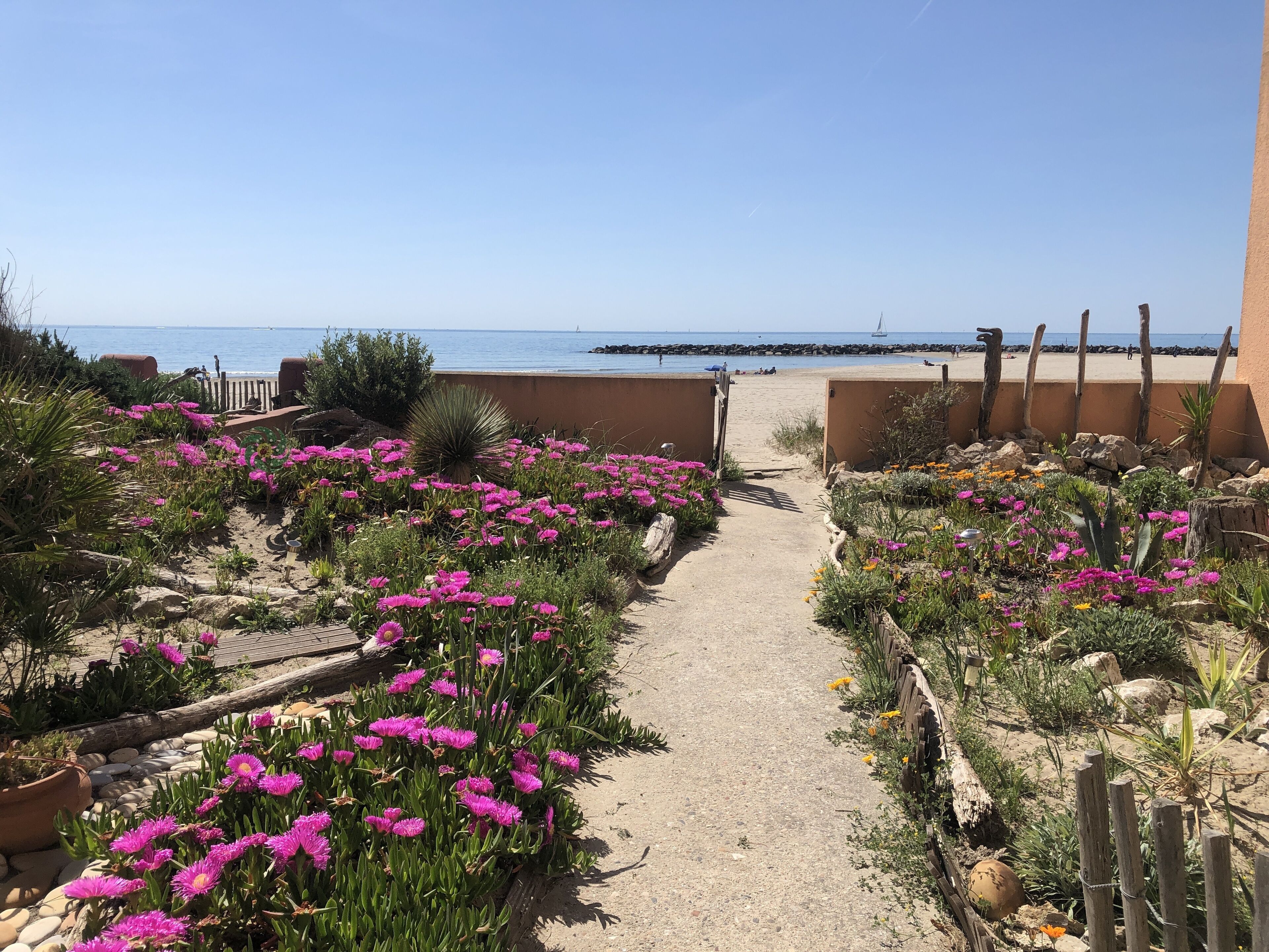 On the beach, beach towels
