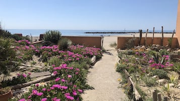 On the beach, beach towels