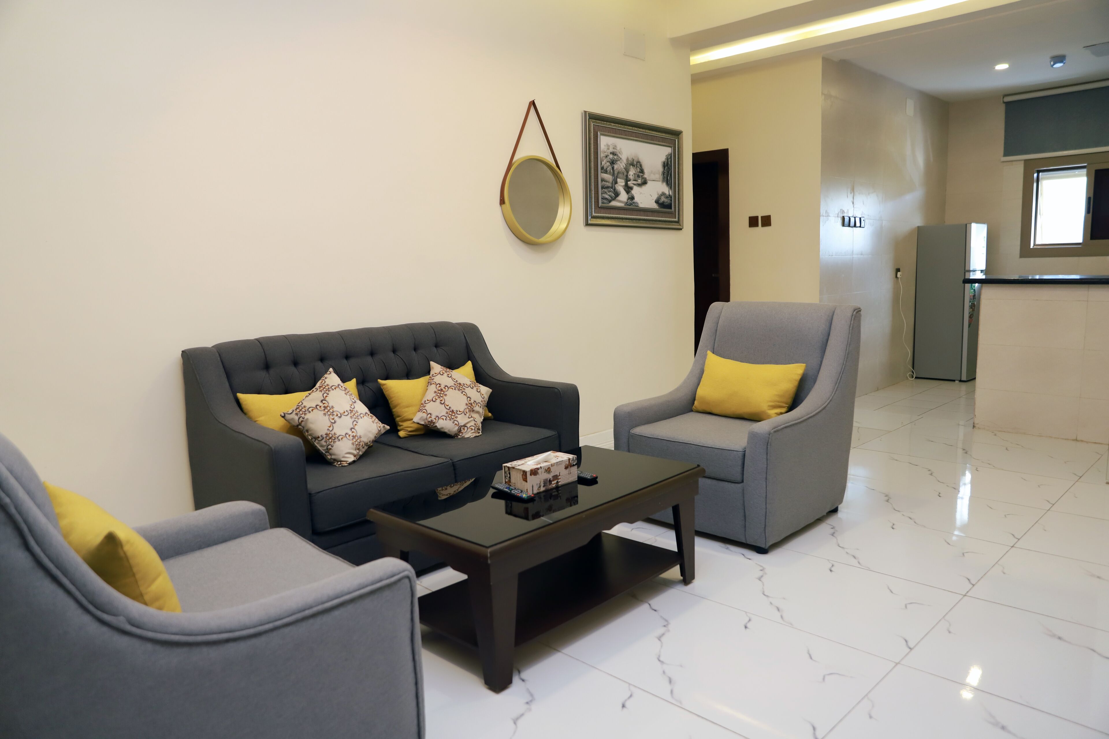 junior room | living area | 42-inch flat-screen tv with satellite channels, heated floors