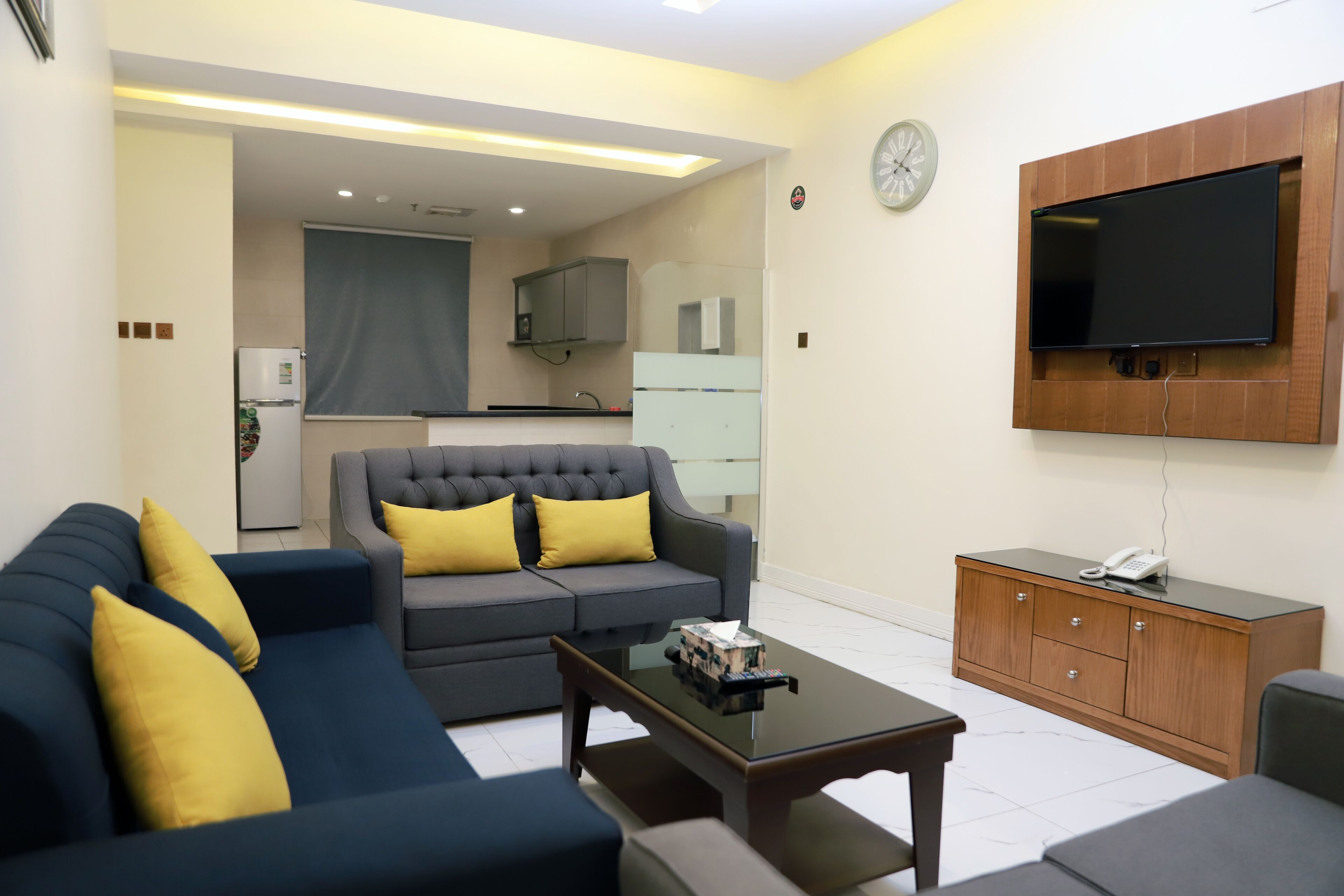 family suite | living area | 42-inch flat-screen tv with satellite channels, heated floors