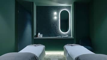 Behandlingsrom for par, kroppsbehandlinger og massasje med varme steiner