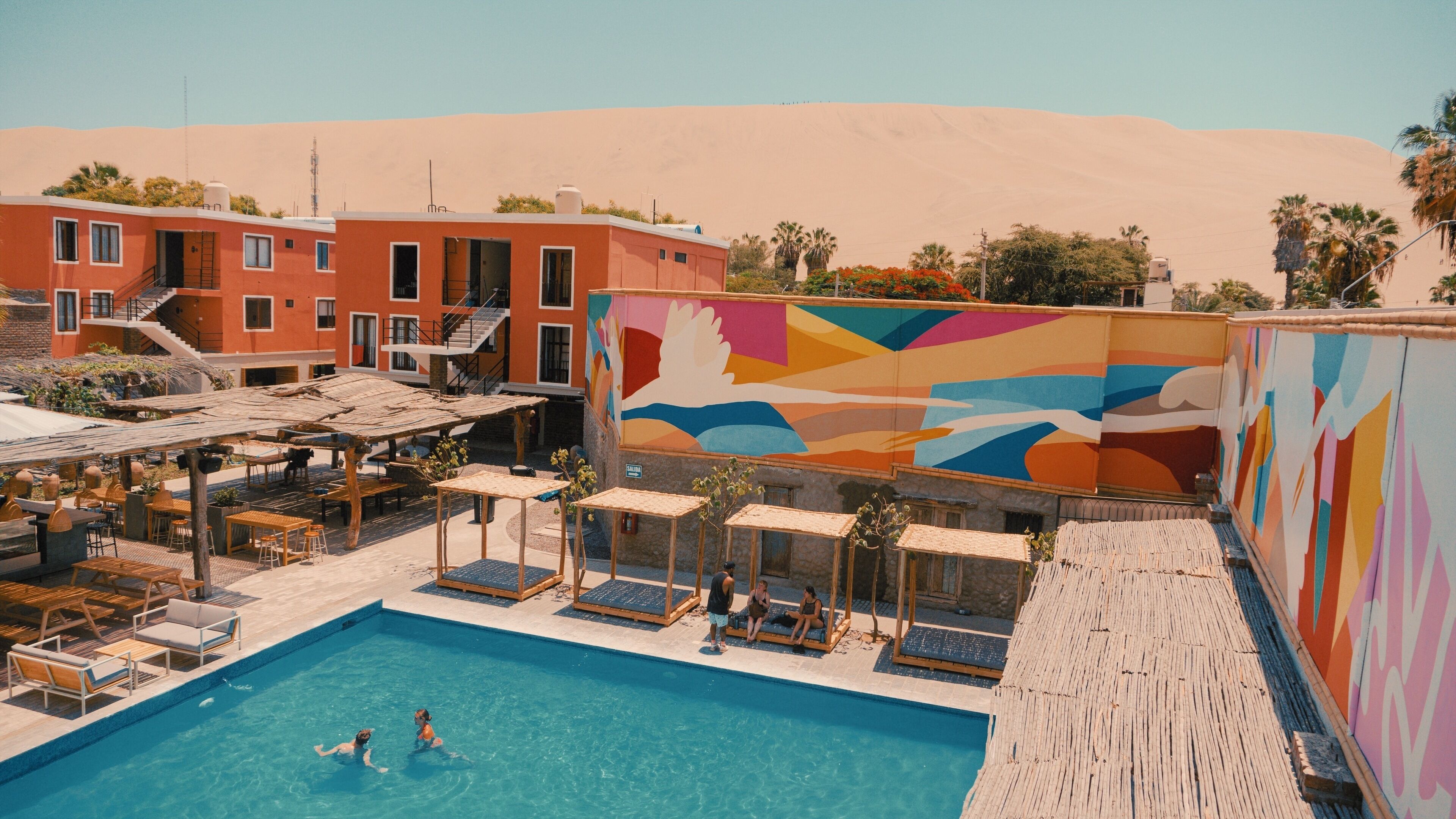 Outdoor pool, pool loungers