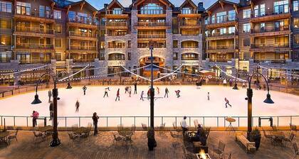 Luxurious ski apart/hotel with ski-in/ski-out access.