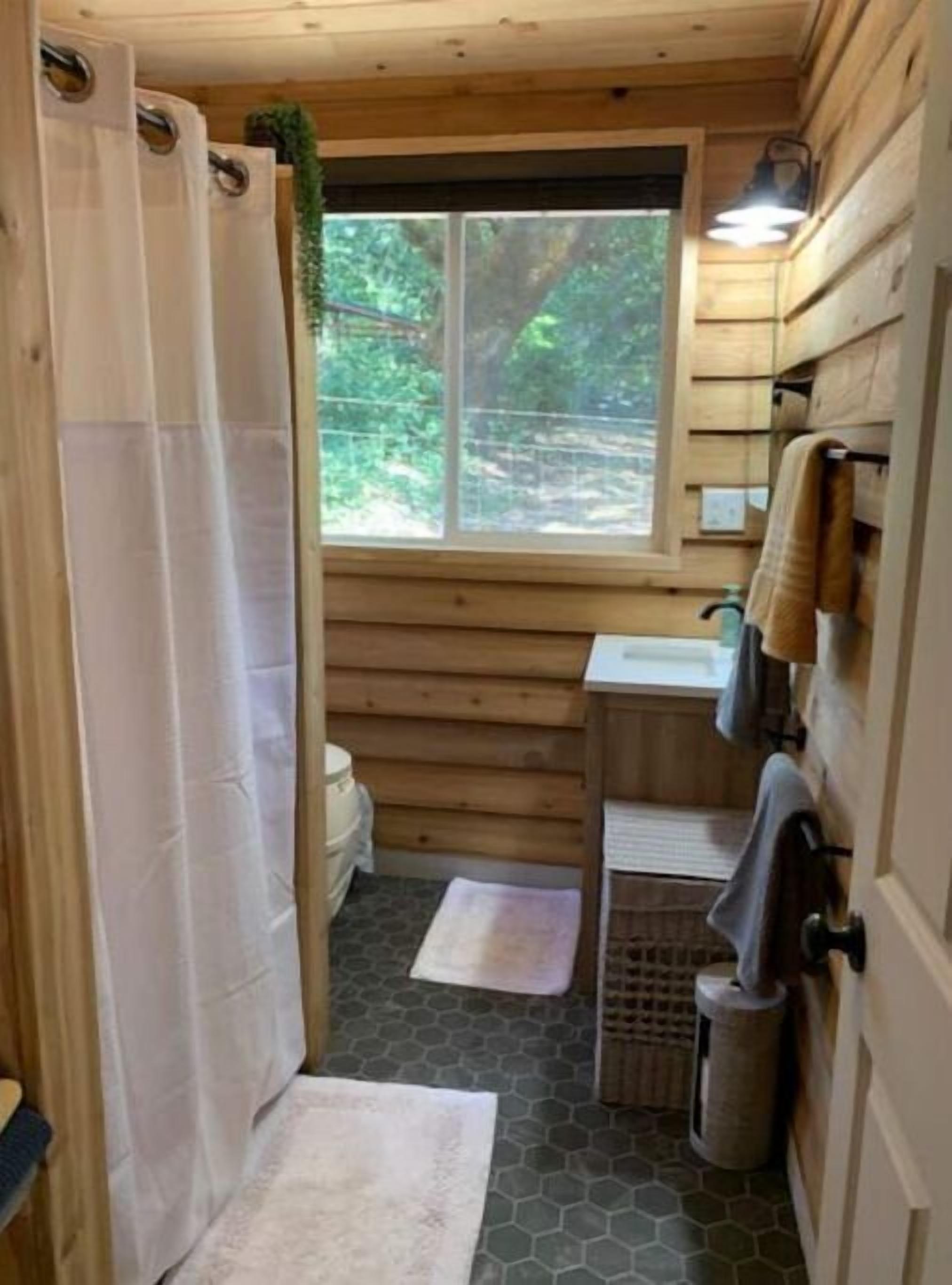 Shower, towels, soap, shampoo
