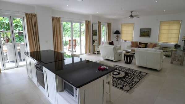 Luxury Villa | Private kitchen | Full-sized fridge, microwave, oven, stovetop