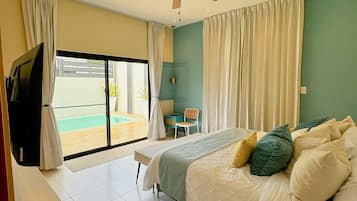 2 habitaciones, caja de seguridad en la habitación y escritorio